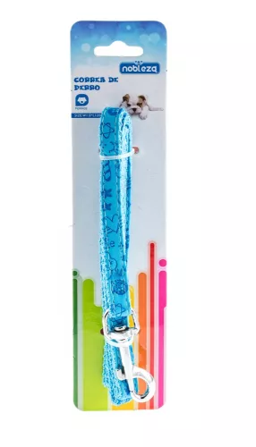 Kék bőr hatású nyomott mintás póráz (Sz1.0 cm x H120 cm)