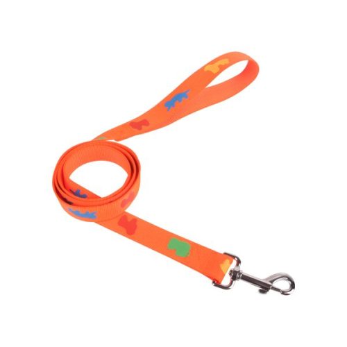 Kutyamintás narancssárga színű textil póráz (Sz1.0 cm x H120 cm)
