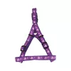 Lila színű színes mintás textil hám "M" méret (Sz2.0 cm x H40-60 cm)