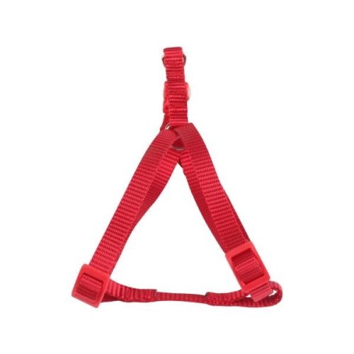 Egyszerű piros textil hám "S" méret (Sz1.5 cm x H30-50 cm)
