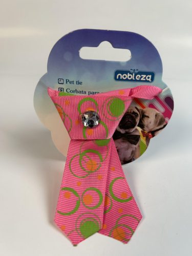 Kutya nyakkendő, 9 cm, rózsaszín alapon mintás