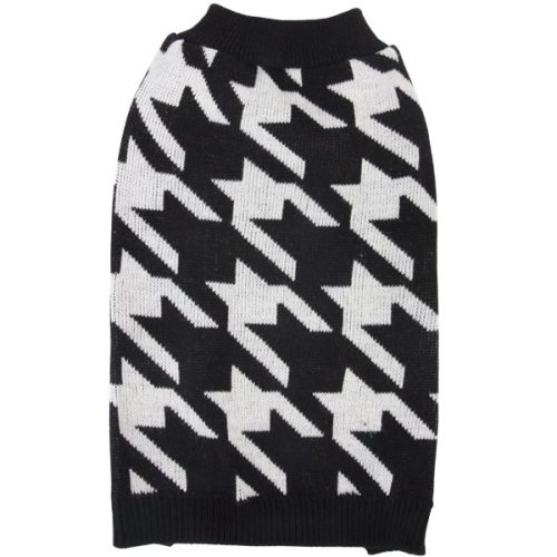 Sweater, kutyafog mintás, fekete, 30 cm háthossz