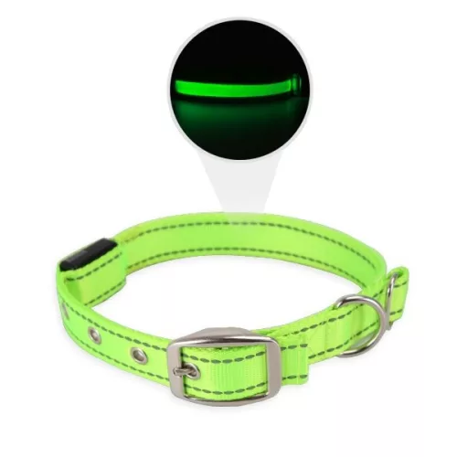 LED-es világító nyakörv UV Sárga (Sz2.5 cm x H36-44 cm)