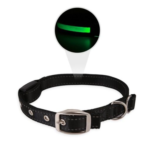 LED-es világító nyakörv fekete (Sz2.5 cm x H40-80 cm)