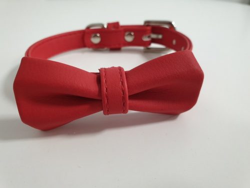 Masni formás, piros nyakörv fém csattal (Sz2.0 cm x H32-40 cm)