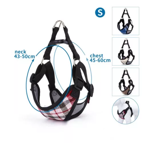 Bézs kockás szövet hám (H45-60 cm)