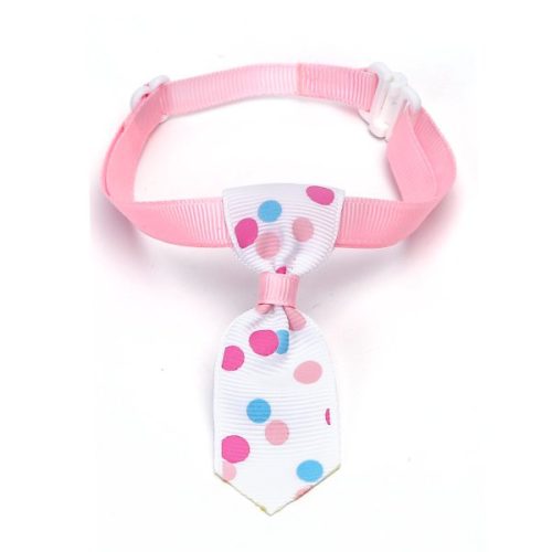 Rózsaszín alapon nagy színes pöttyös kutyanyakkendő