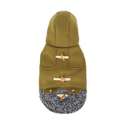 Elegáns bélelt khaki télikabát gombokkal, L