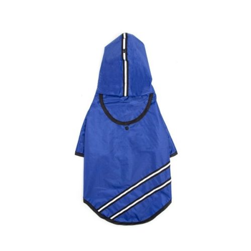 Dupla csíkos kapucnis esőkabát kék, 45 cm háthossz
