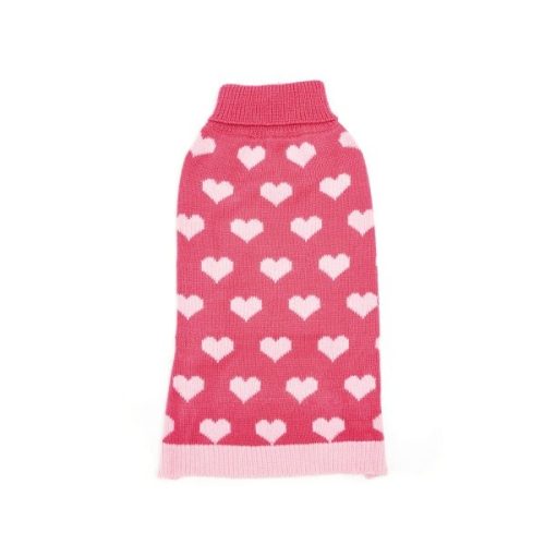 Szív mintás rózsaszín pulóver, XL