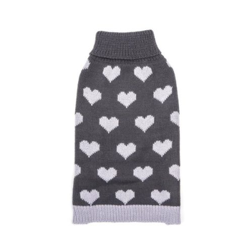 Szív mintás szürke pulóver, XL