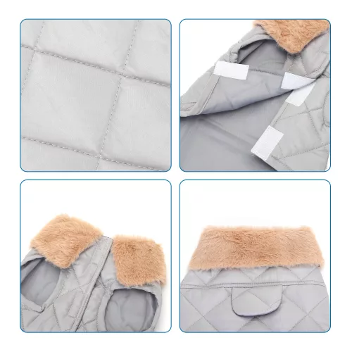 Hajtókás steppelt kabát, szürke,  XL