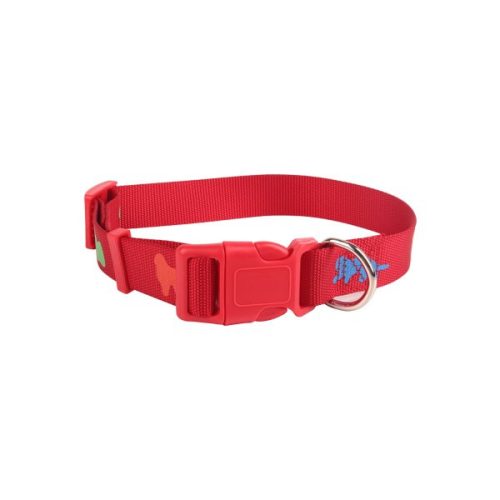 Kutyamintás piros textil nyakörv (Sz1.0 cm x H20-30 cm)