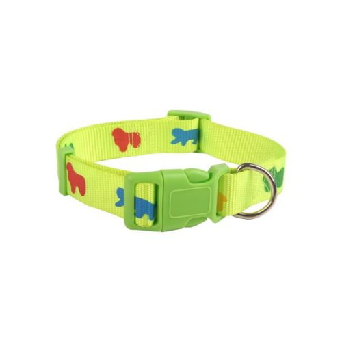 Kutyamintás UV sárga textil nyakörv (Sz1.0 cm x H20-30 cm)