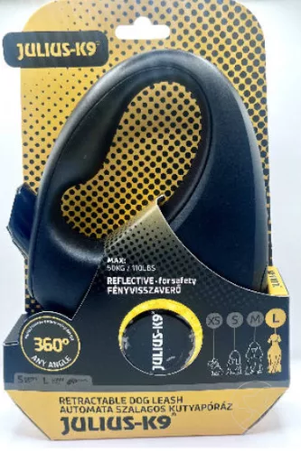 JK9 Retractable Dog Leash - automata szalagos póráz (neon narancs) kutyák részére (L) 5 méter