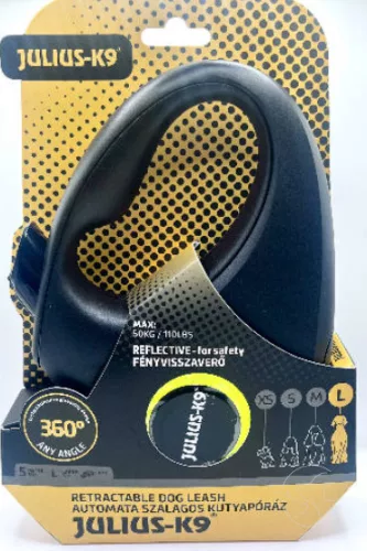 JK9 Retractable Dog Leash - automata szalagos póráz (neon zöld) kutyák részére (L) 5 méter