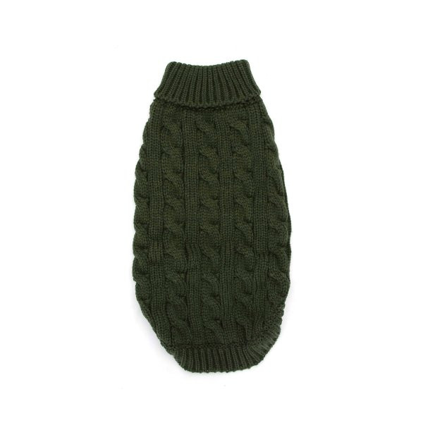 Zöld egyszínű bebújós kötött kutyasweatter, 25cm háthossz