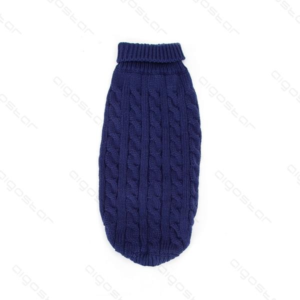 Kék egyszínű bebújós kötött kutyasweatter, 30cm háthossz